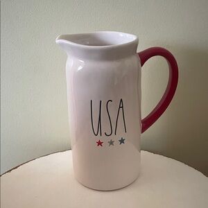USA Ceramic Pitcher with Red Handle